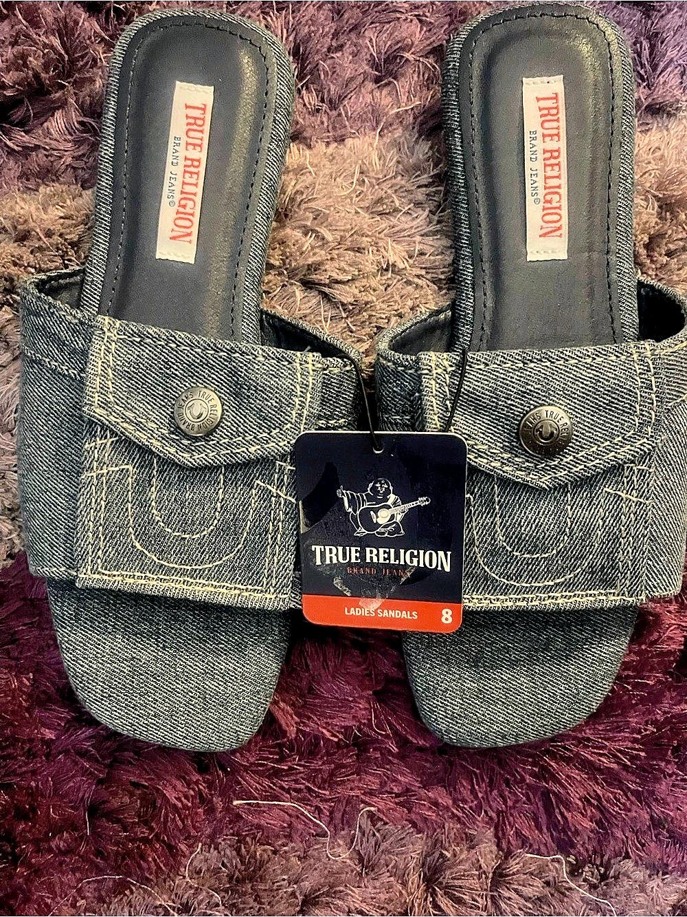 True Religion Glo Jean Pocket Sandal Black US 8